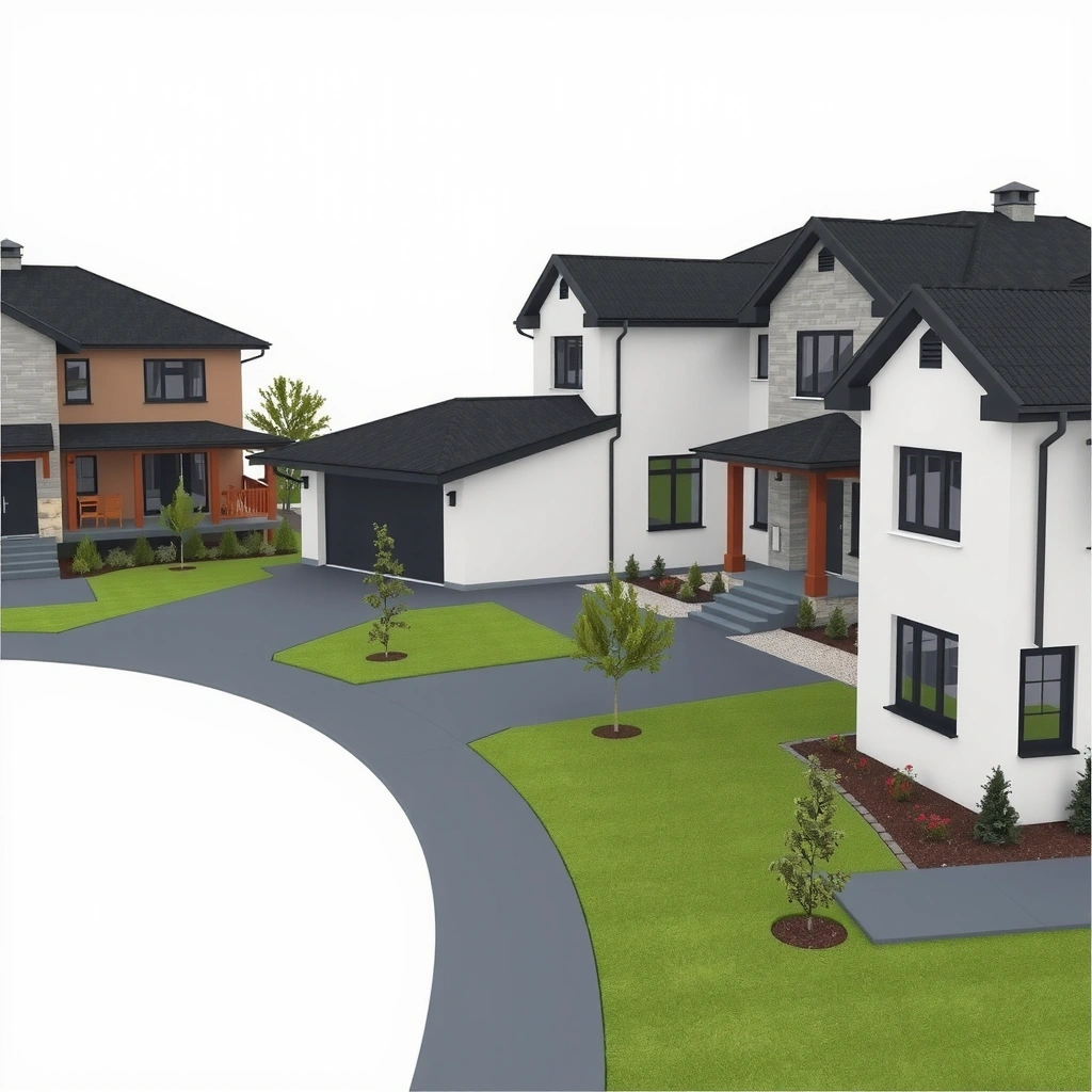 Residential housing development with modern houses